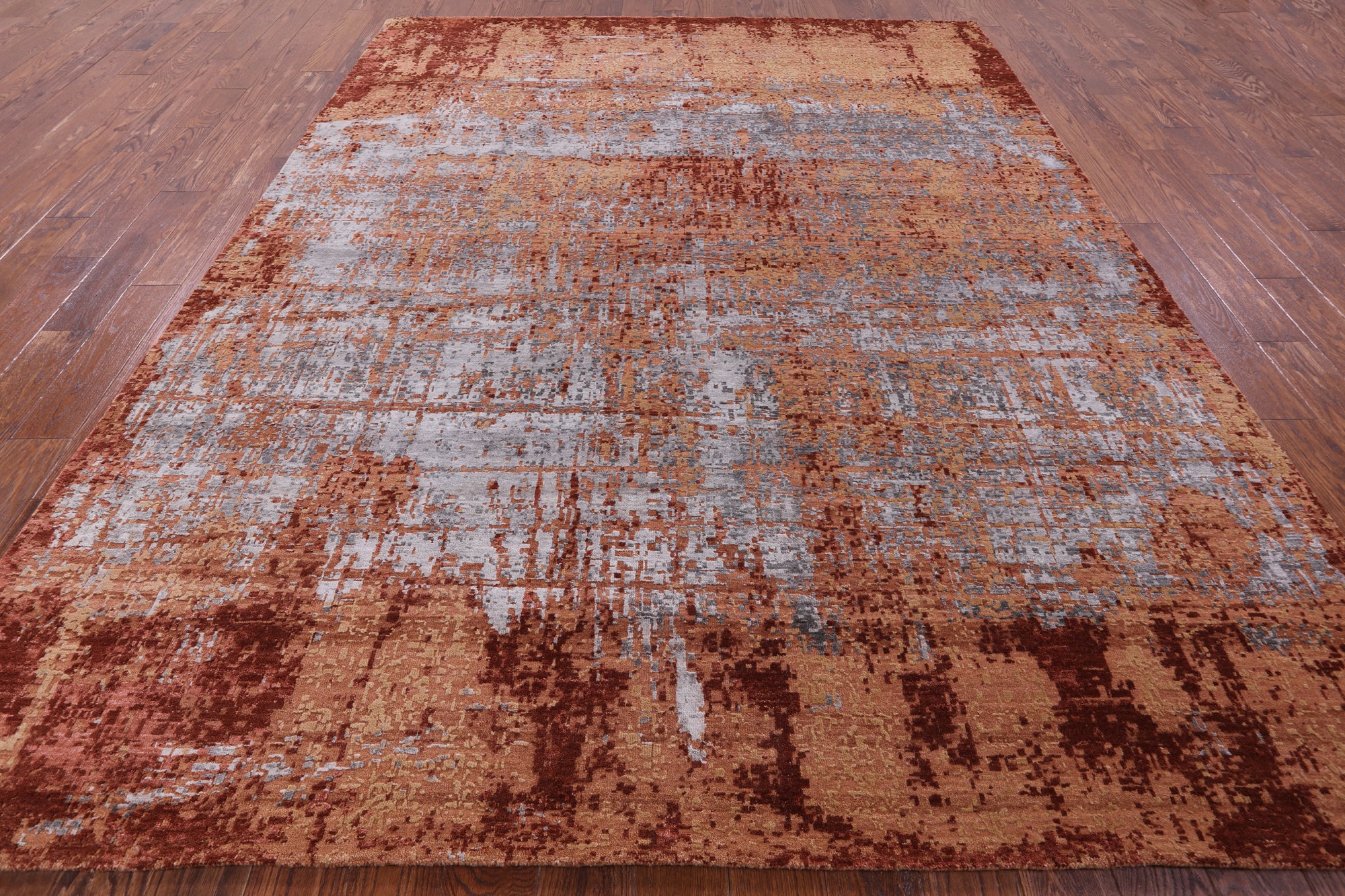 Modern Handmade Wool & Silk Rug - 7' 10" X 10' 1" - Golden Nile