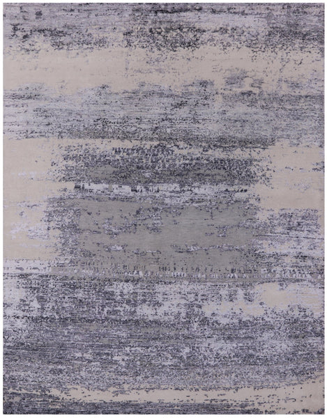 Contemporary Hand Knotted Wool & Silk Rug - 7' 10" X 10' 1" - Golden Nile