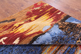 Modern Hand Knotted Wool & Silk Sunset Design Rug - 8' 2" X 10' 0" - Golden Nile