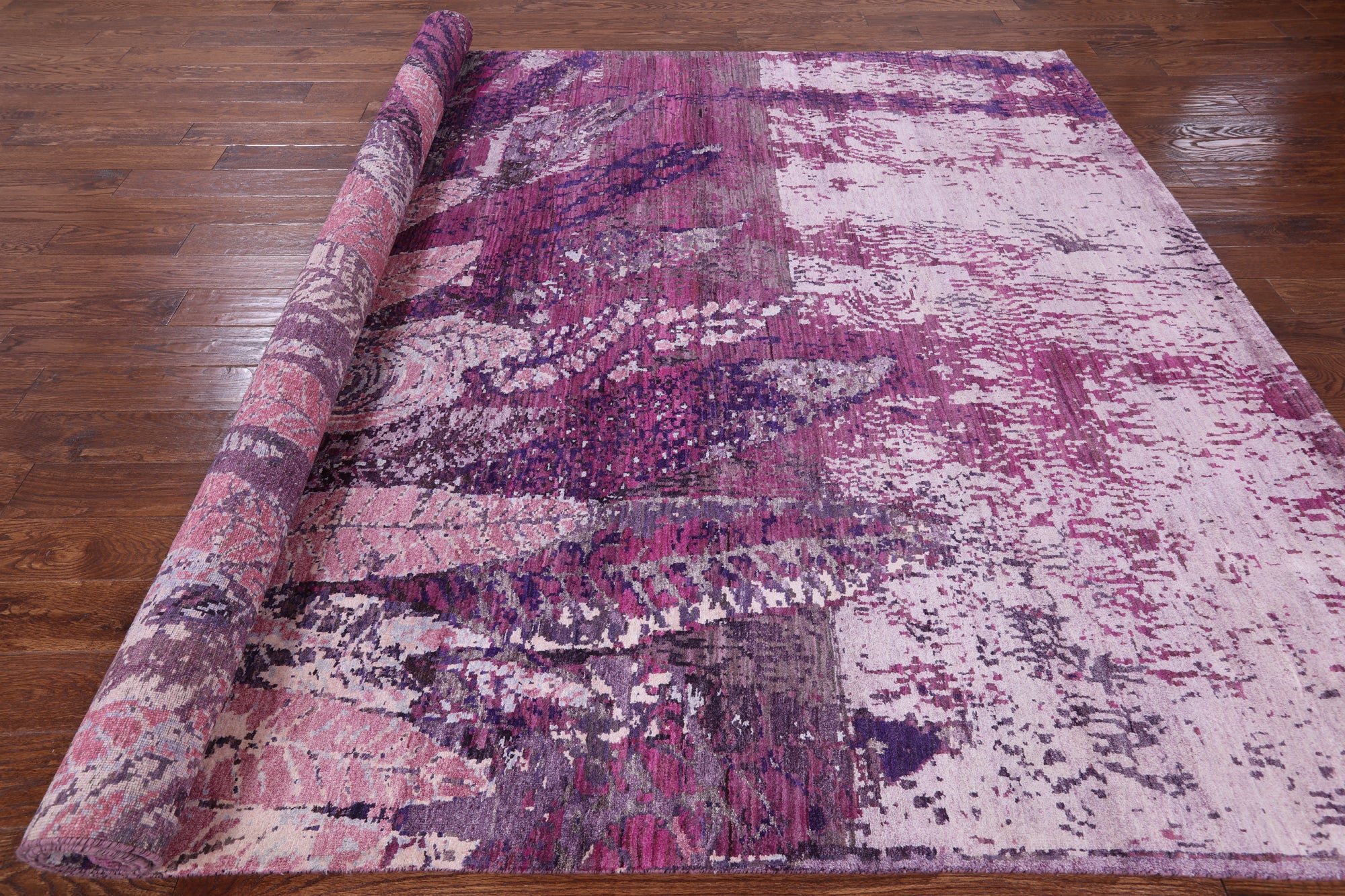 Modern Handmade Wool & Silk Dream Catcher Design Area Rug - 8' 0" X 10' 3" - Golden Nile