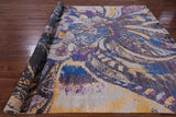 Contemporary Handmade Wool & Silk Butterfly Design Rug - 8' 0" X 9' 10" - Golden Nile