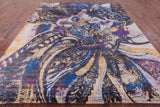 Contemporary Handmade Wool & Silk Butterfly Design Rug - 8' 0" X 9' 10" - Golden Nile