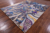 Contemporary Handmade Wool & Silk Butterfly Design Rug - 8' 0" X 9' 10" - Golden Nile