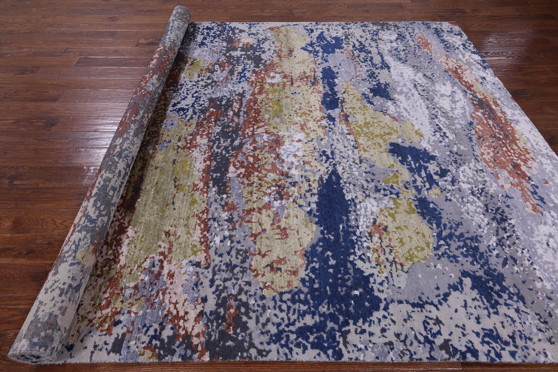 Modern Handmade Wool & Silk Rug - 7' 11" X10' 2" - Golden Nile