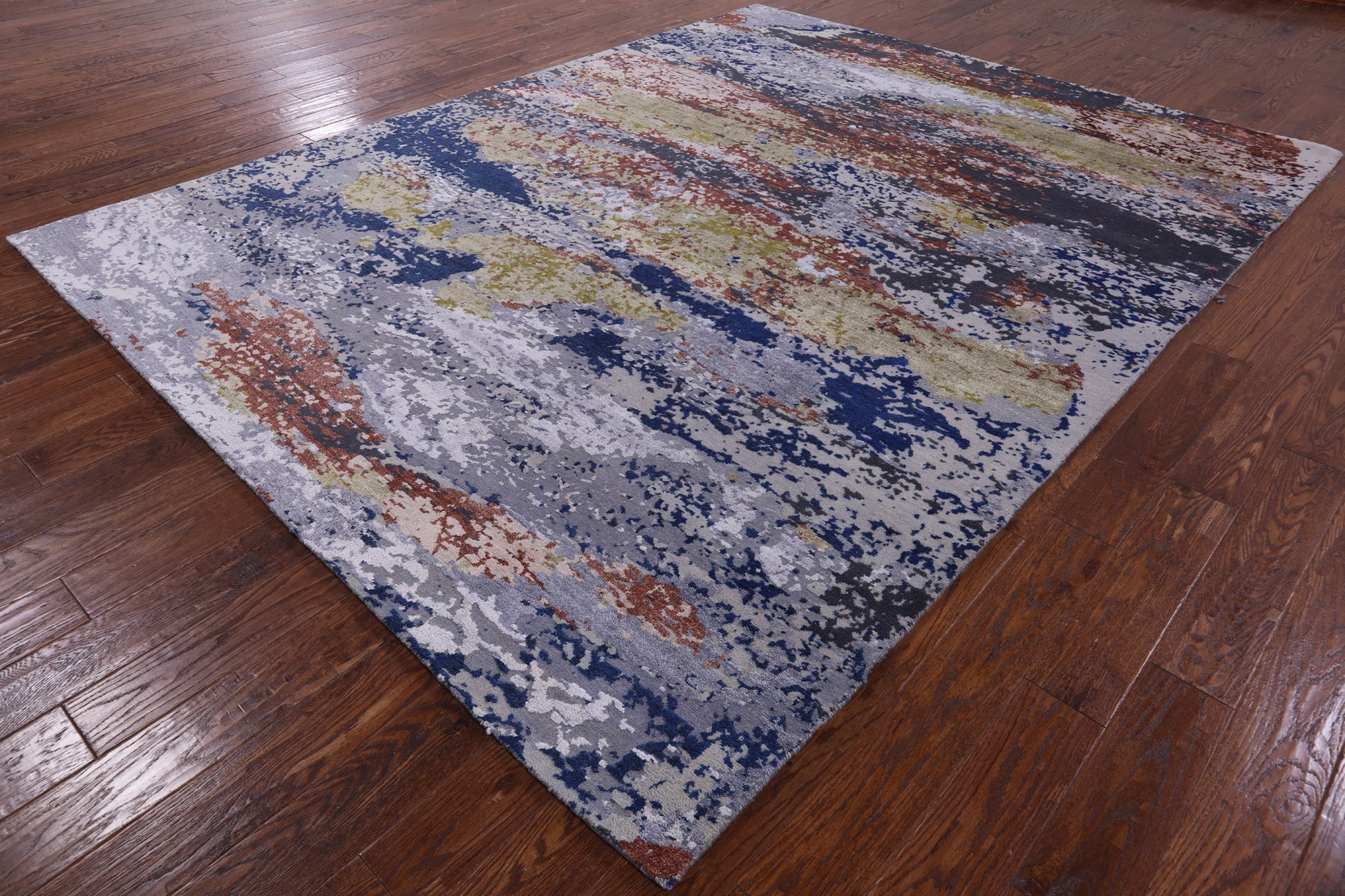 Modern Handmade Wool & Silk Rug - 7' 11" X10' 2" - Golden Nile