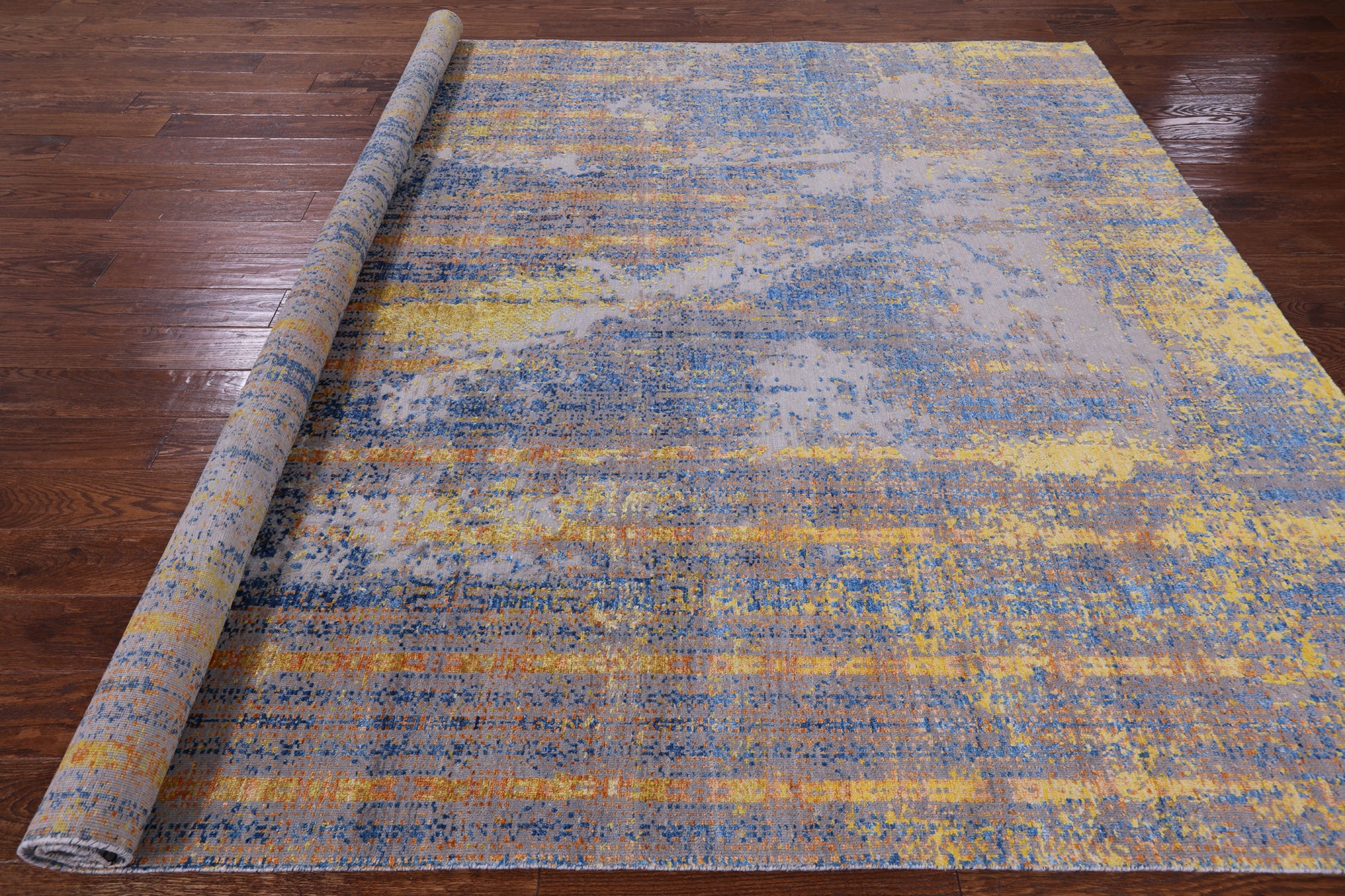Modern Hand Knotted Wool & Silk Rug - 7' 11" X 10' 1" - Golden Nile