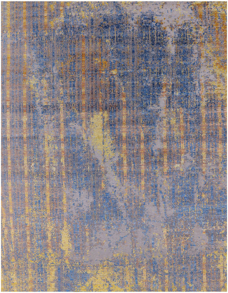 Modern Hand Knotted Wool & Silk Rug - 7' 11" X 10' 1" - Golden Nile