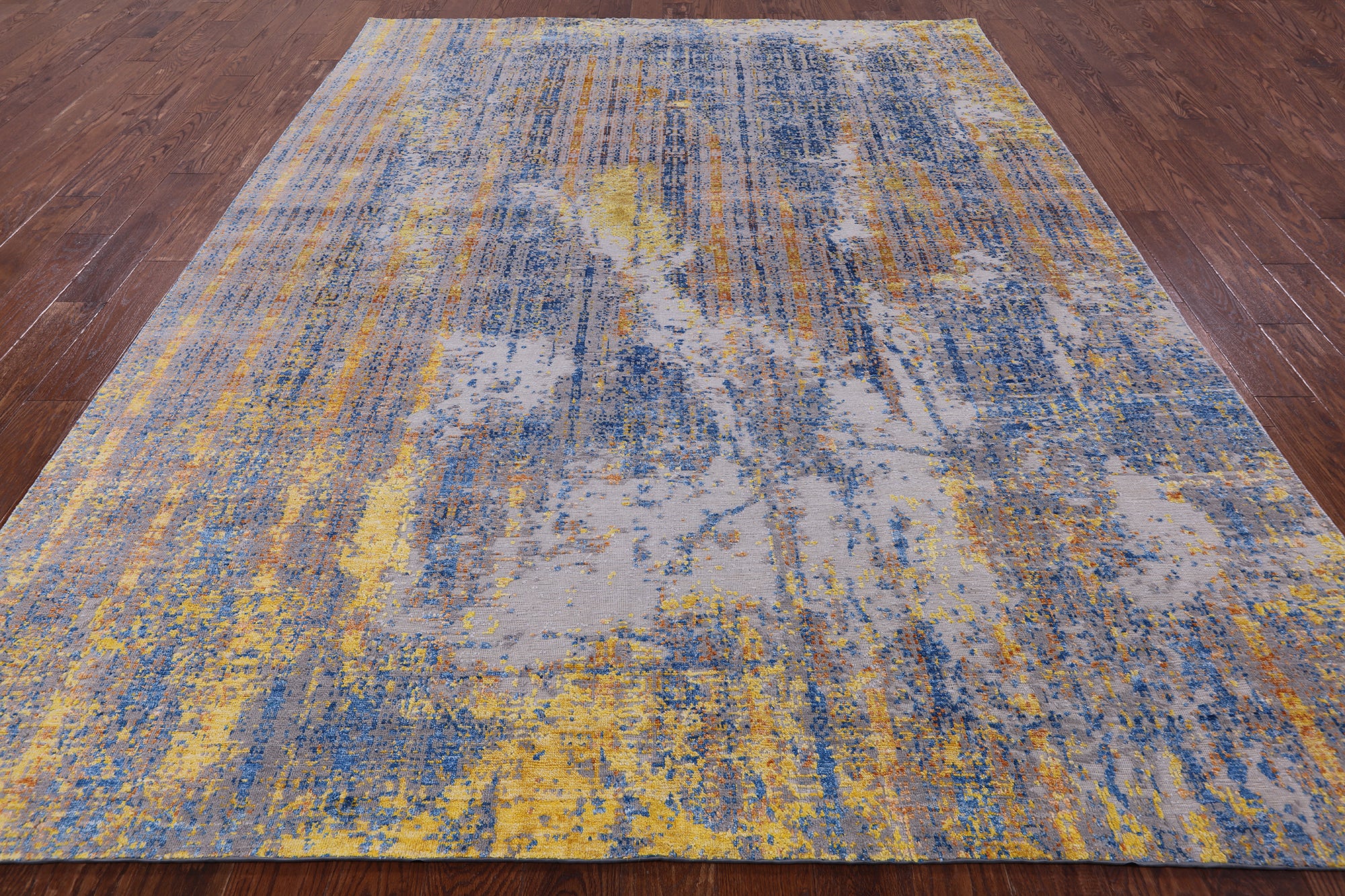 Modern Hand Knotted Wool & Silk Rug - 7' 11" X 10' 1" - Golden Nile