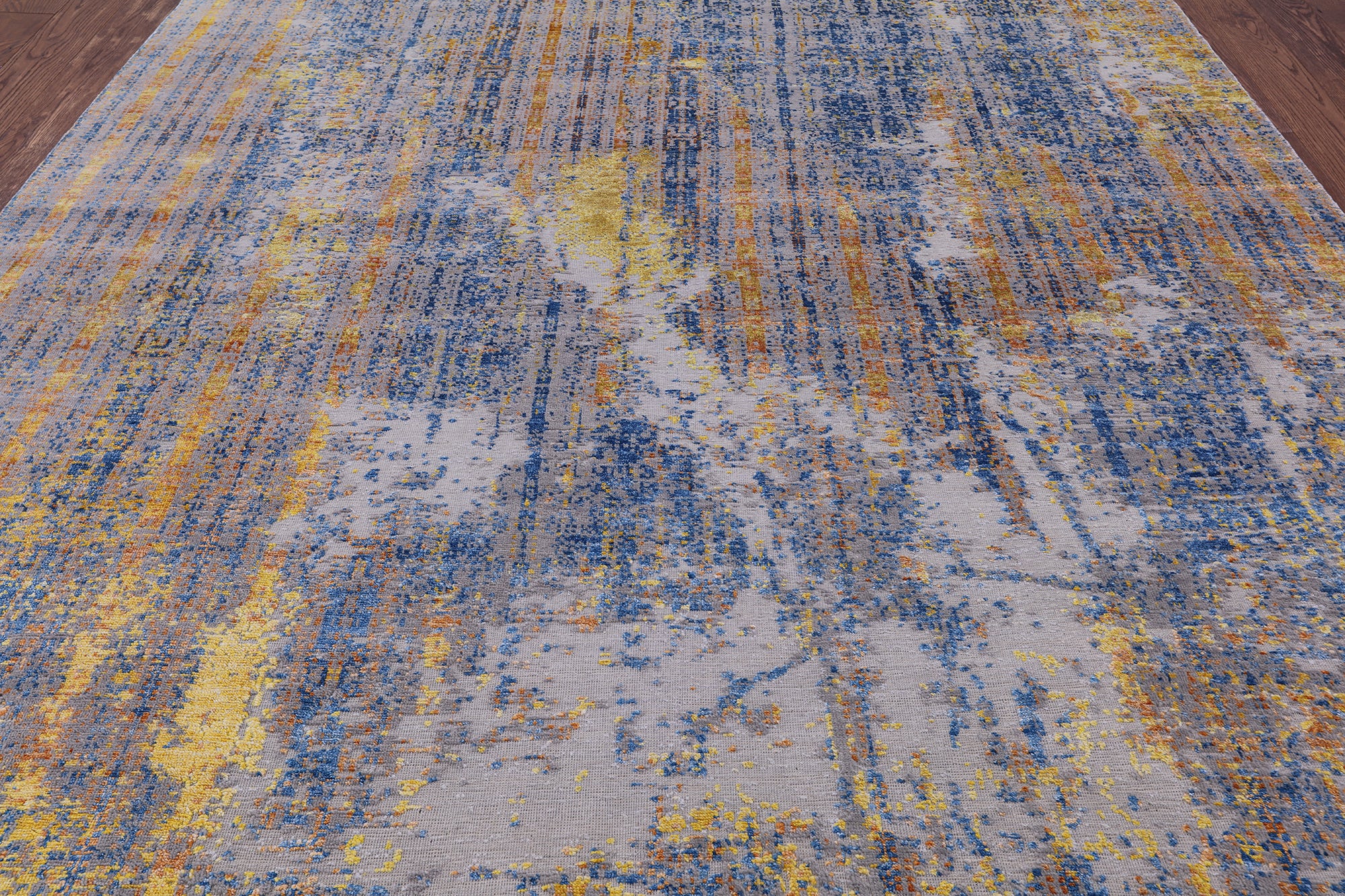 Modern Hand Knotted Wool & Silk Rug - 7' 11" X 10' 1" - Golden Nile