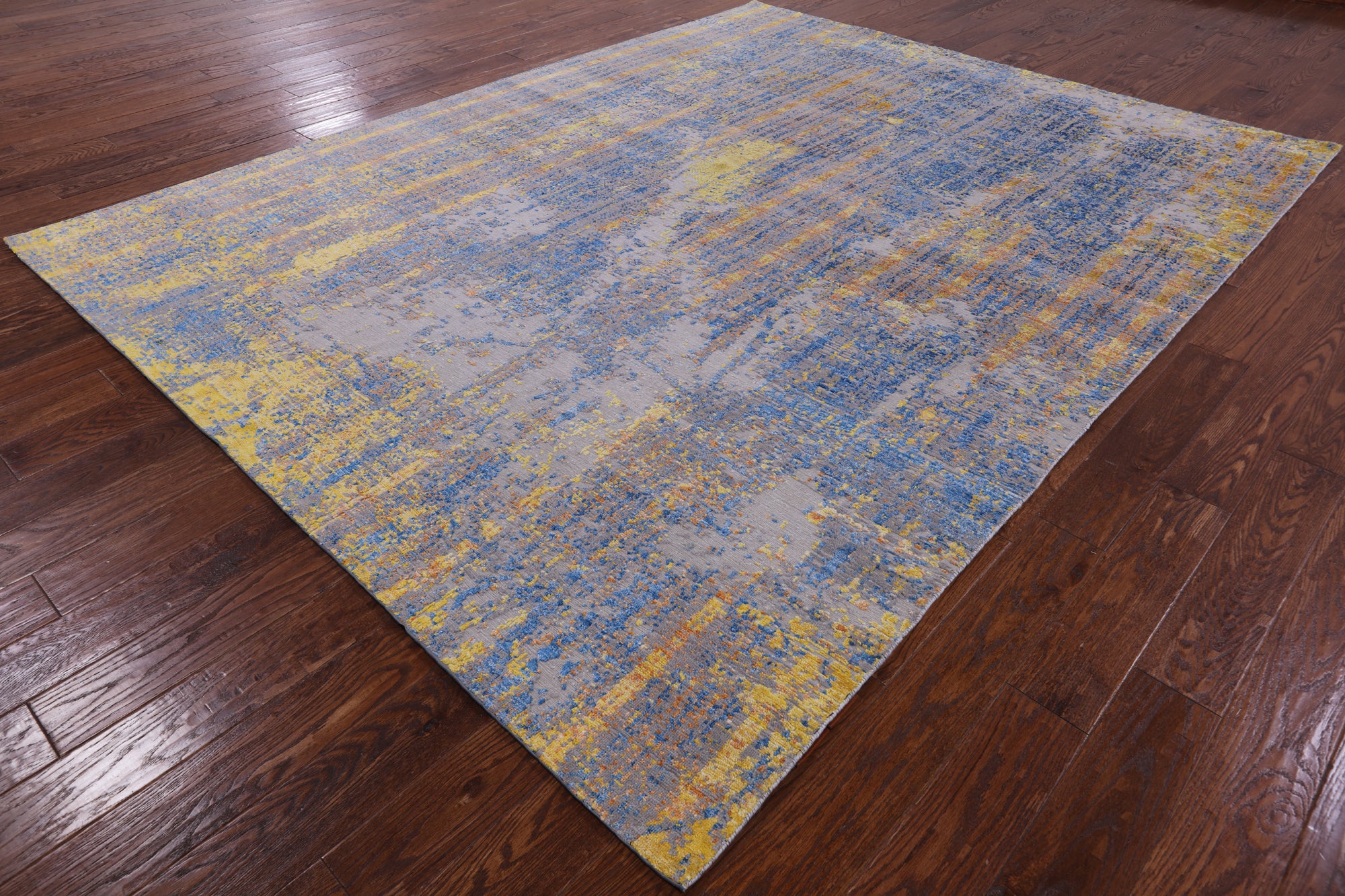 Modern Hand Knotted Wool & Silk Rug - 7' 11" X 10' 1" - Golden Nile