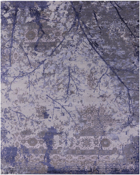 Contemporary Handmade Wool & Silk Rug - 8' 0" X 10' 1" - Golden Nile