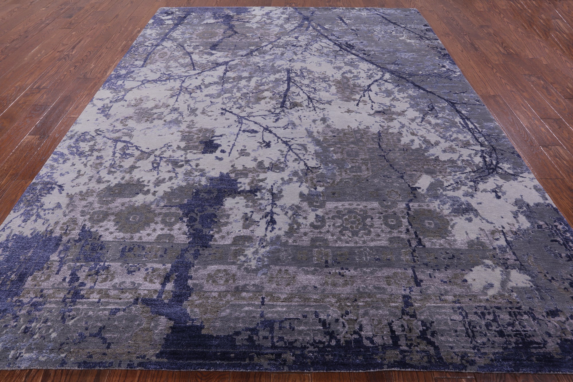 Contemporary Handmade Wool & Silk Rug - 8' 0" X 10' 1" - Golden Nile