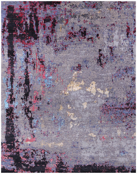 Modern Hand Knotted Wool & Silk Rug - 7' 11" X 10' 3" - Golden Nile