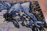 Modern Hand Knotted Wool & Silk Butterfly Design Rug - 8' 2" X 10' 0" - Golden Nile