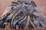 Modern Hand Knotted Wool & Silk Butterfly Design Rug - 8' 2" X 10' 0" - Golden Nile