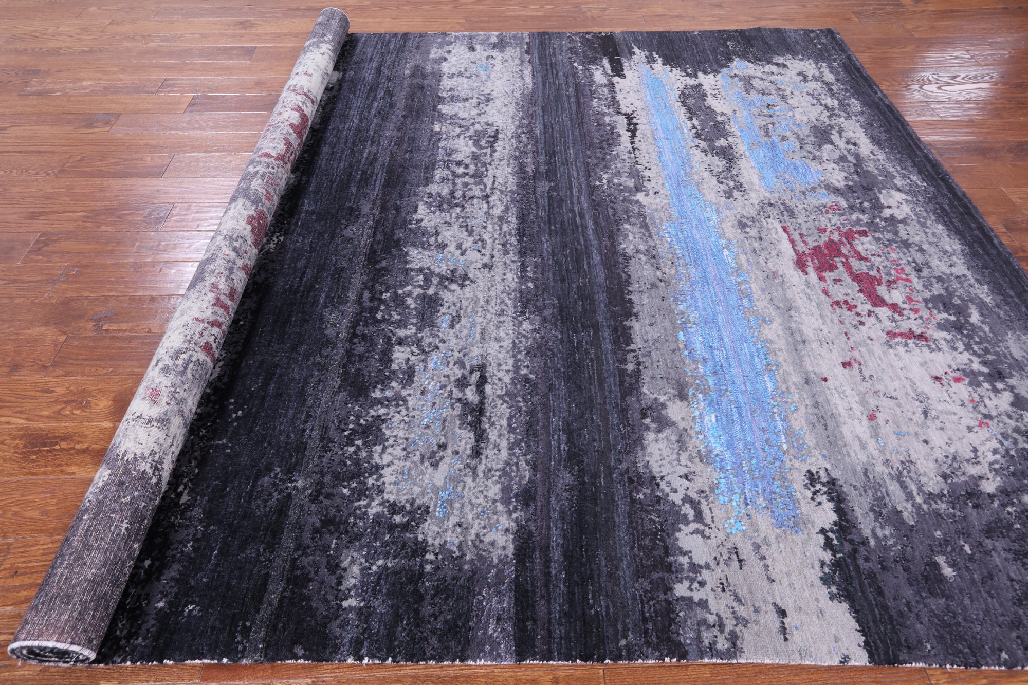 Contemporary Hand Knotted Wool & Silk Rug - 7' 10" X 9' 11" - Golden Nile