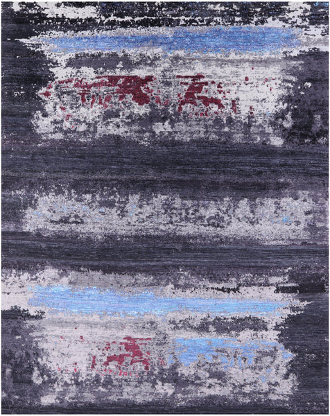Contemporary Hand Knotted Wool & Silk Rug - 7' 10" X 9' 11" - Golden Nile