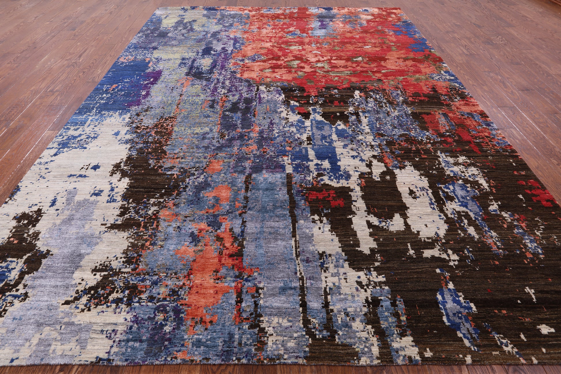 Modern Hand Knotted Wool & Silk Rug - 8' 11" X 11' 11" - Golden Nile
