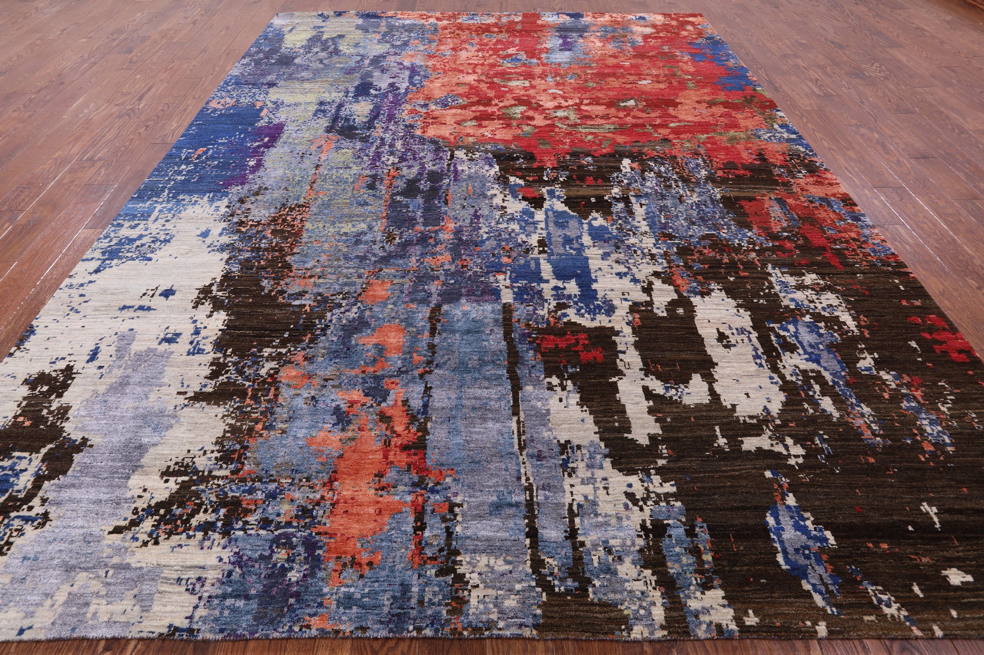 Modern Hand Knotted Wool & Silk Rug - 8' 11" X 11' 11" - Golden Nile