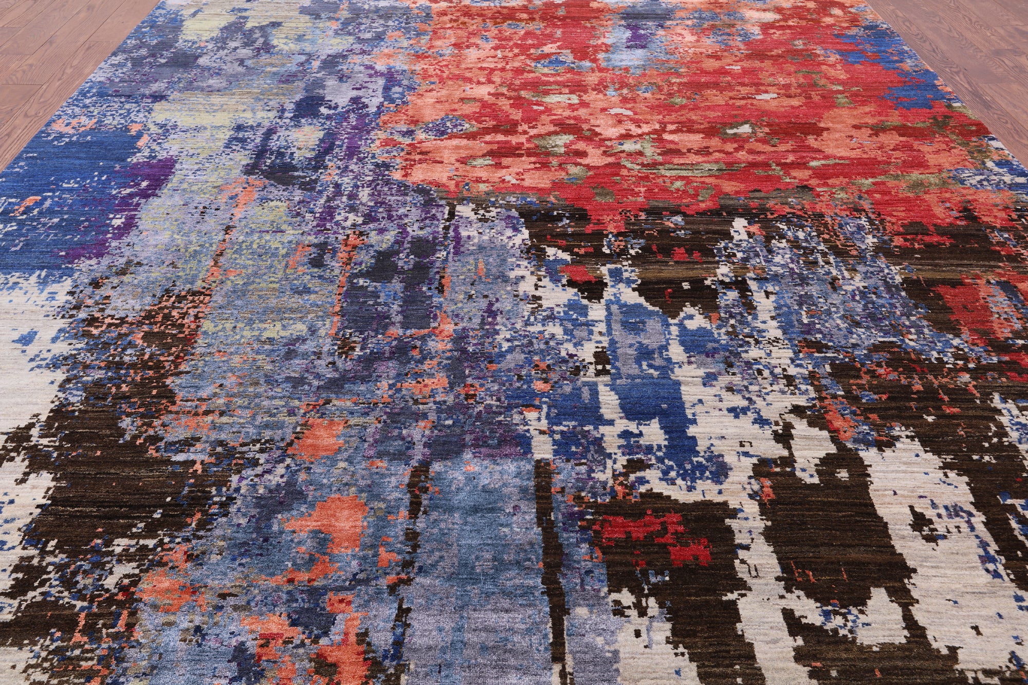 Modern Hand Knotted Wool & Silk Rug - 8' 11" X 11' 11" - Golden Nile