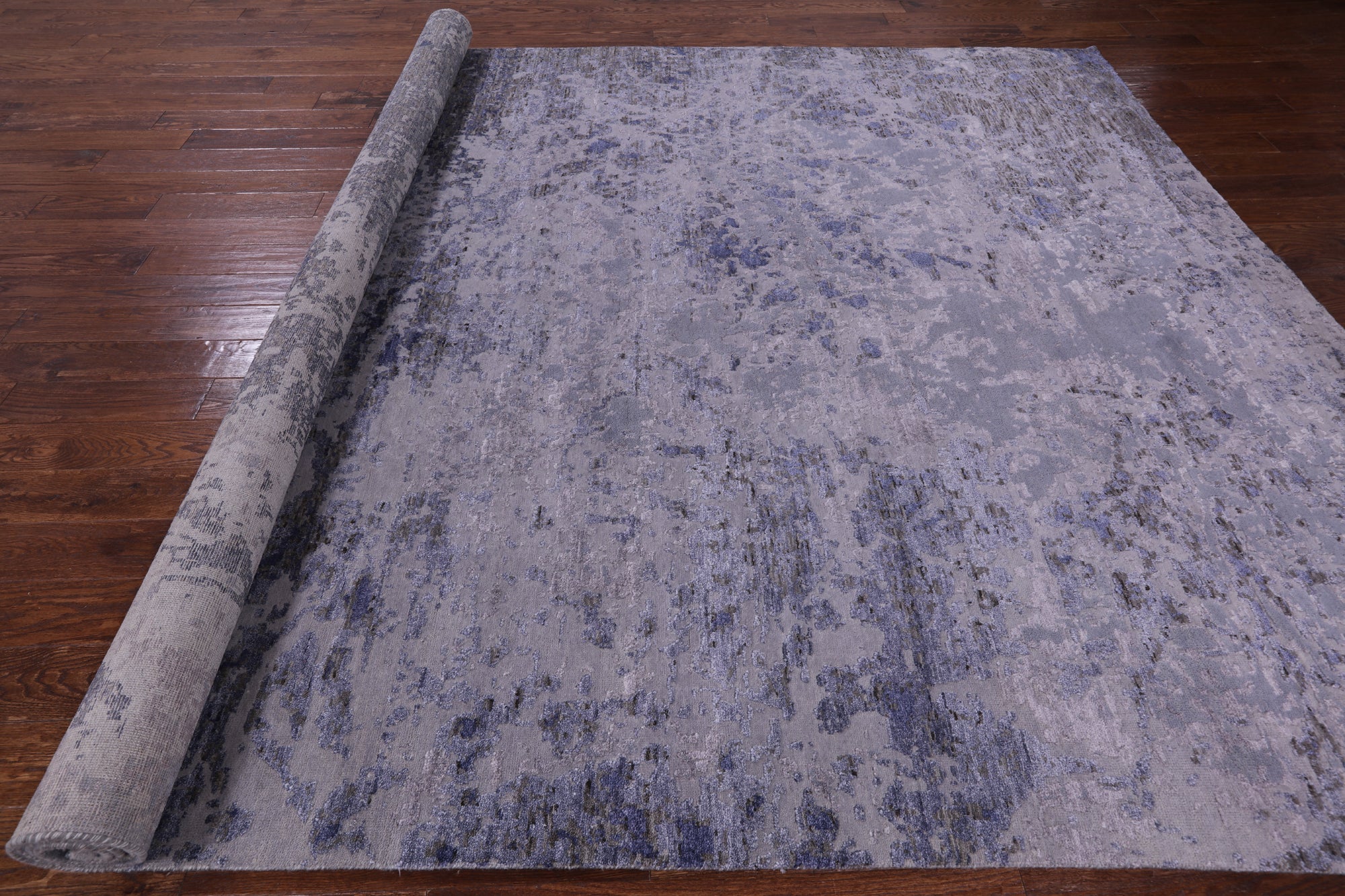Modern Hand Knotted Wool & Silk Rug - 9' 0" X 12' 3" - Golden Nile