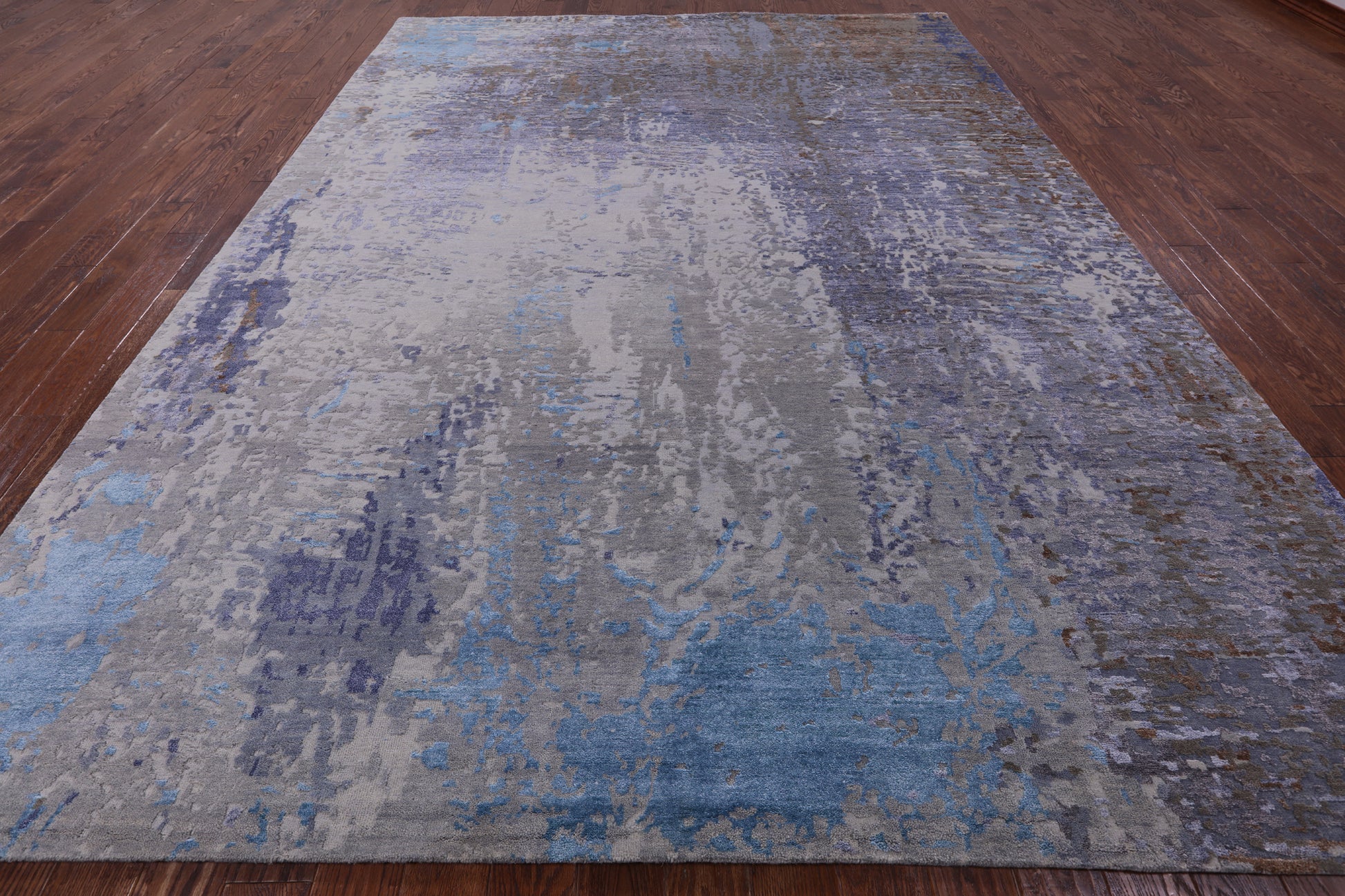 Modern Handmade Wool & Silk Rug - 9' 0" X 12' 2" - Golden Nile