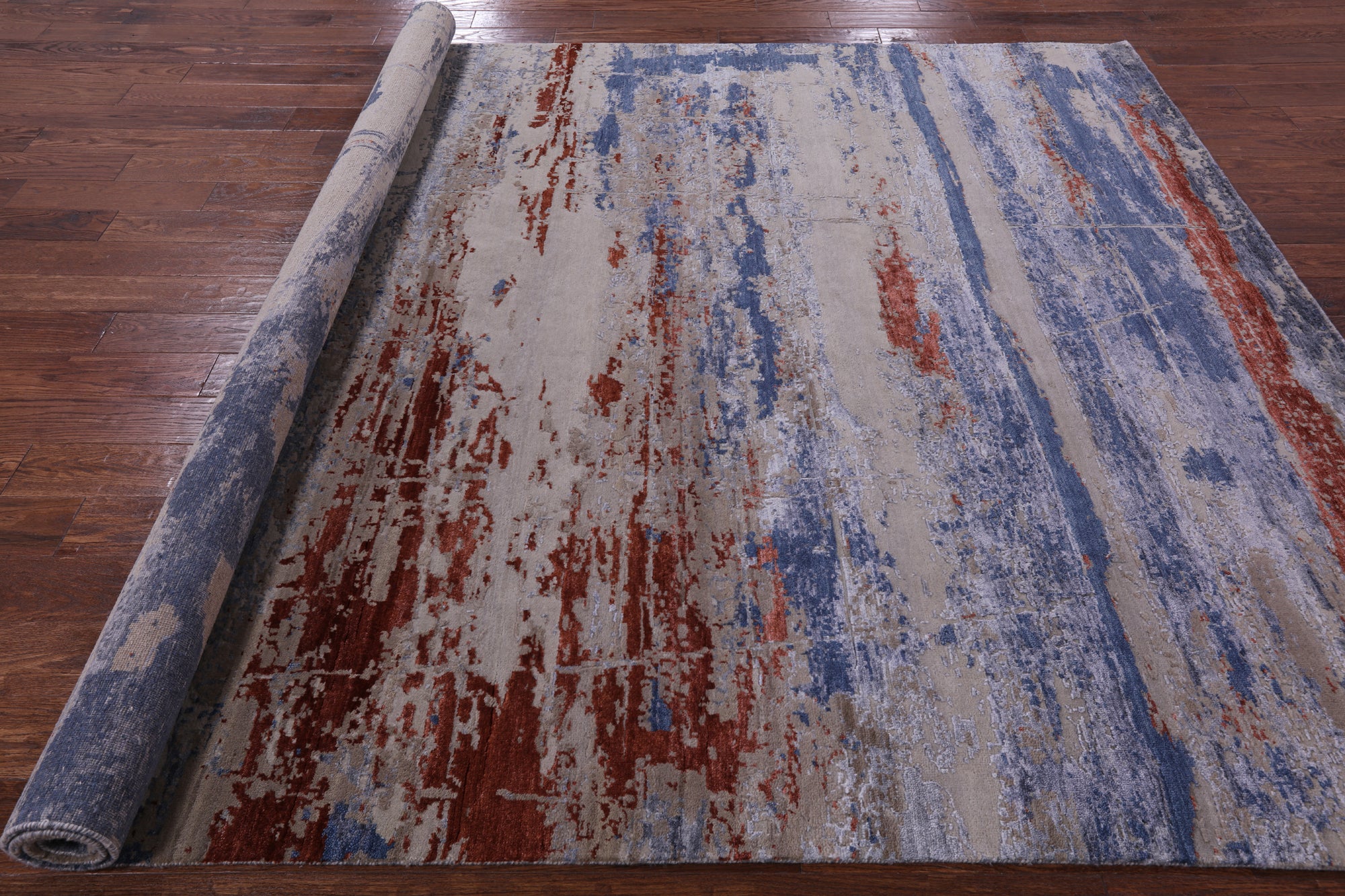 Contemporary Handmade Wool & Silk Rug - 7' 11" X 10' 2" - Golden Nile