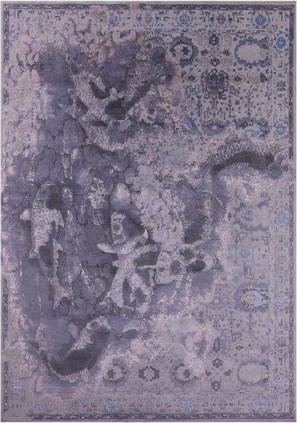 Modern Handmade Wool & Silk Fish Design Rug - 9' 11" X 14' 0" - Golden Nile