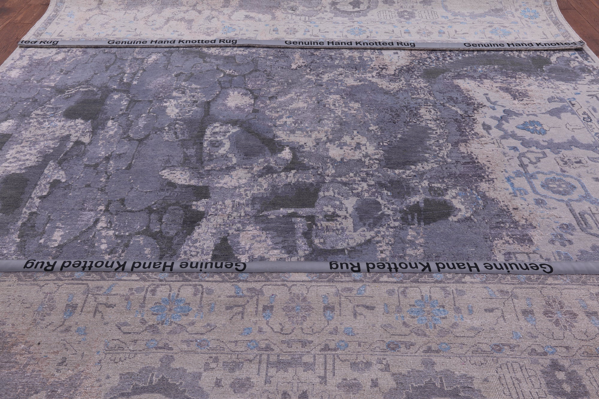 Modern Handmade Wool & Silk Fish Design Rug - 9' 11" X 14' 0" - Golden Nile