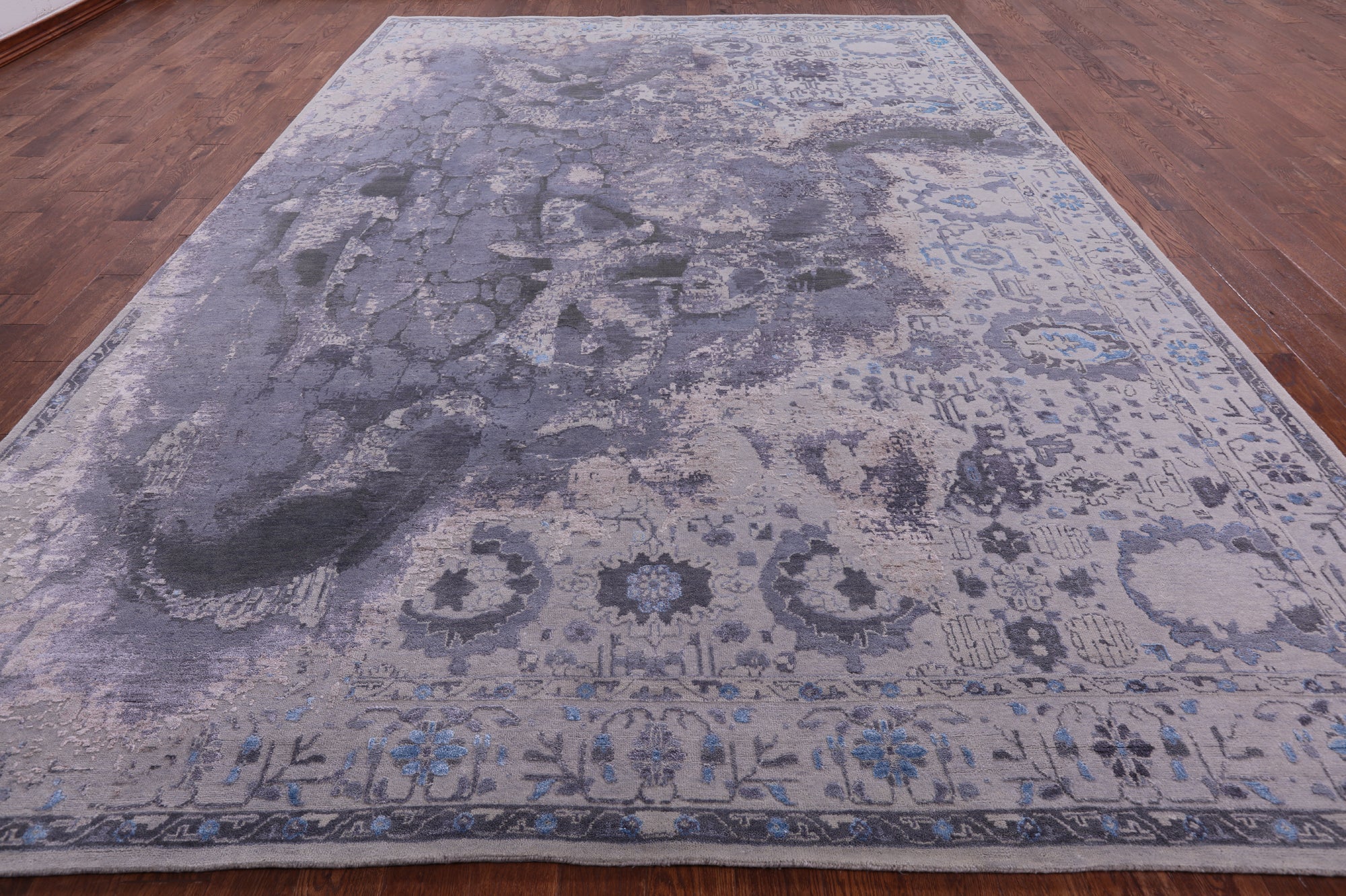 Modern Handmade Wool & Silk Fish Design Rug - 9' 11" X 14' 0" - Golden Nile
