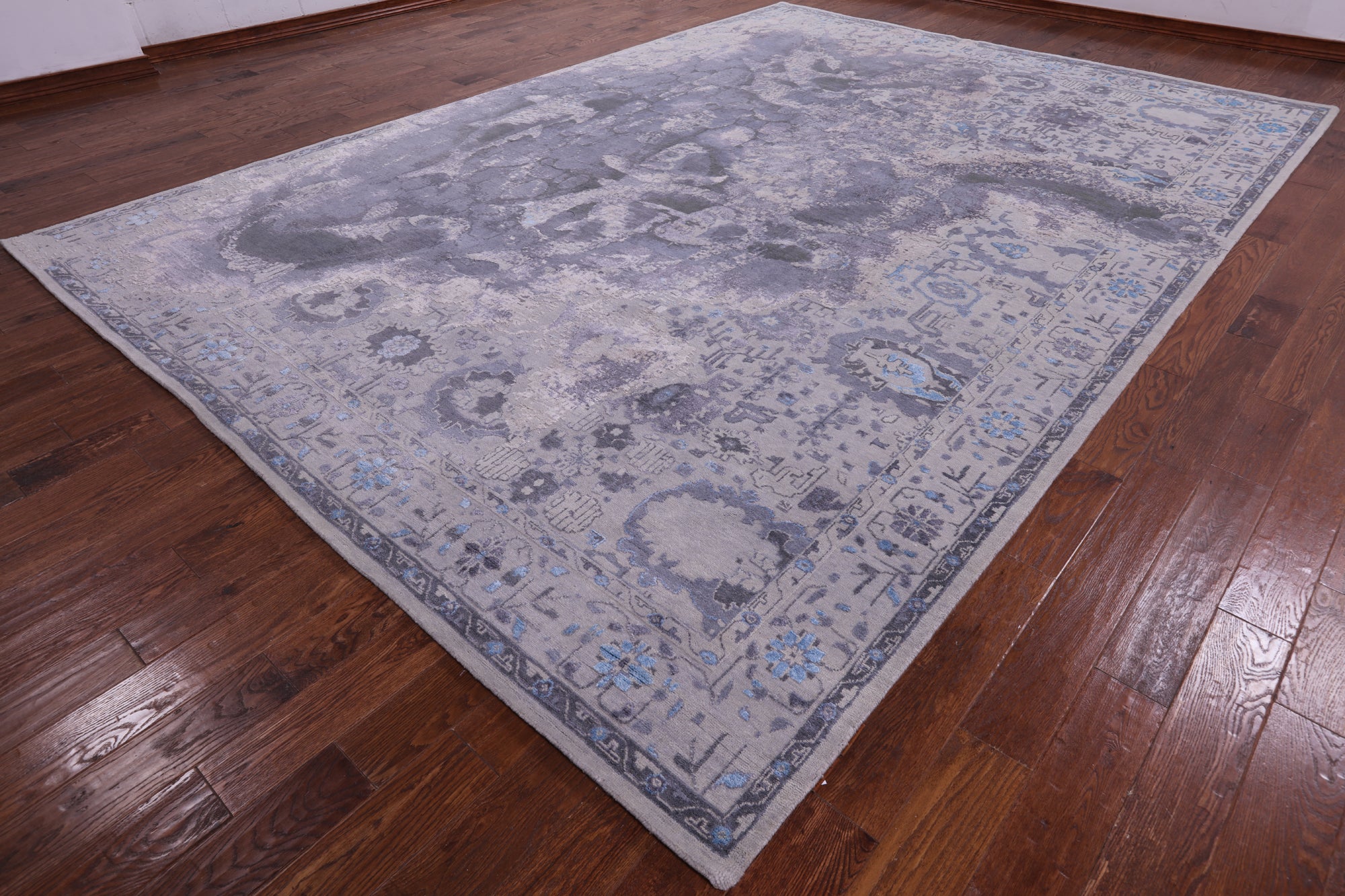 Modern Handmade Wool & Silk Fish Design Rug - 9' 11" X 14' 0" - Golden Nile