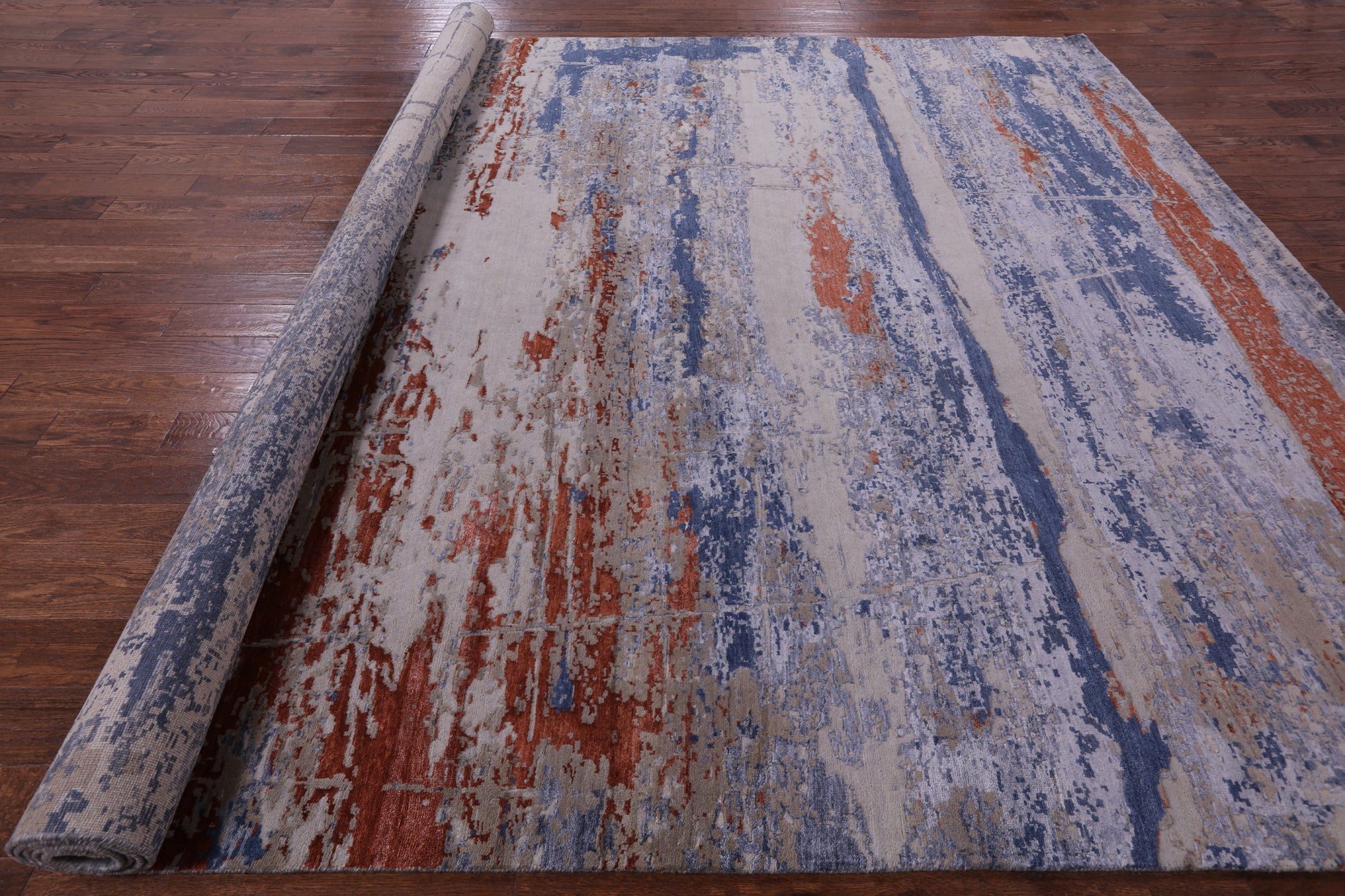 Contemporary Hand Knotted Wool & Silk Rug - 9' 10" X 13' 3" - Golden Nile