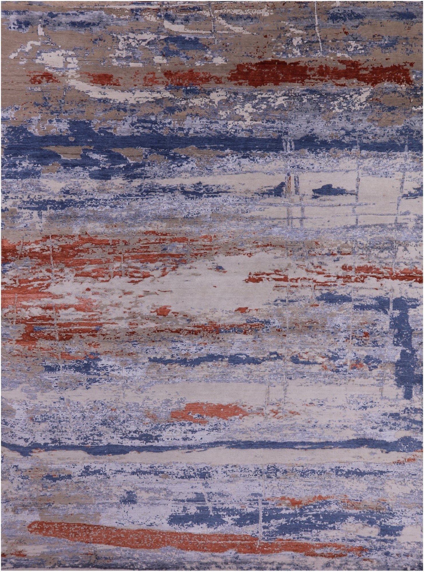 Contemporary Hand Knotted Wool & Silk Rug - 9' 10" X 13' 3" - Golden Nile
