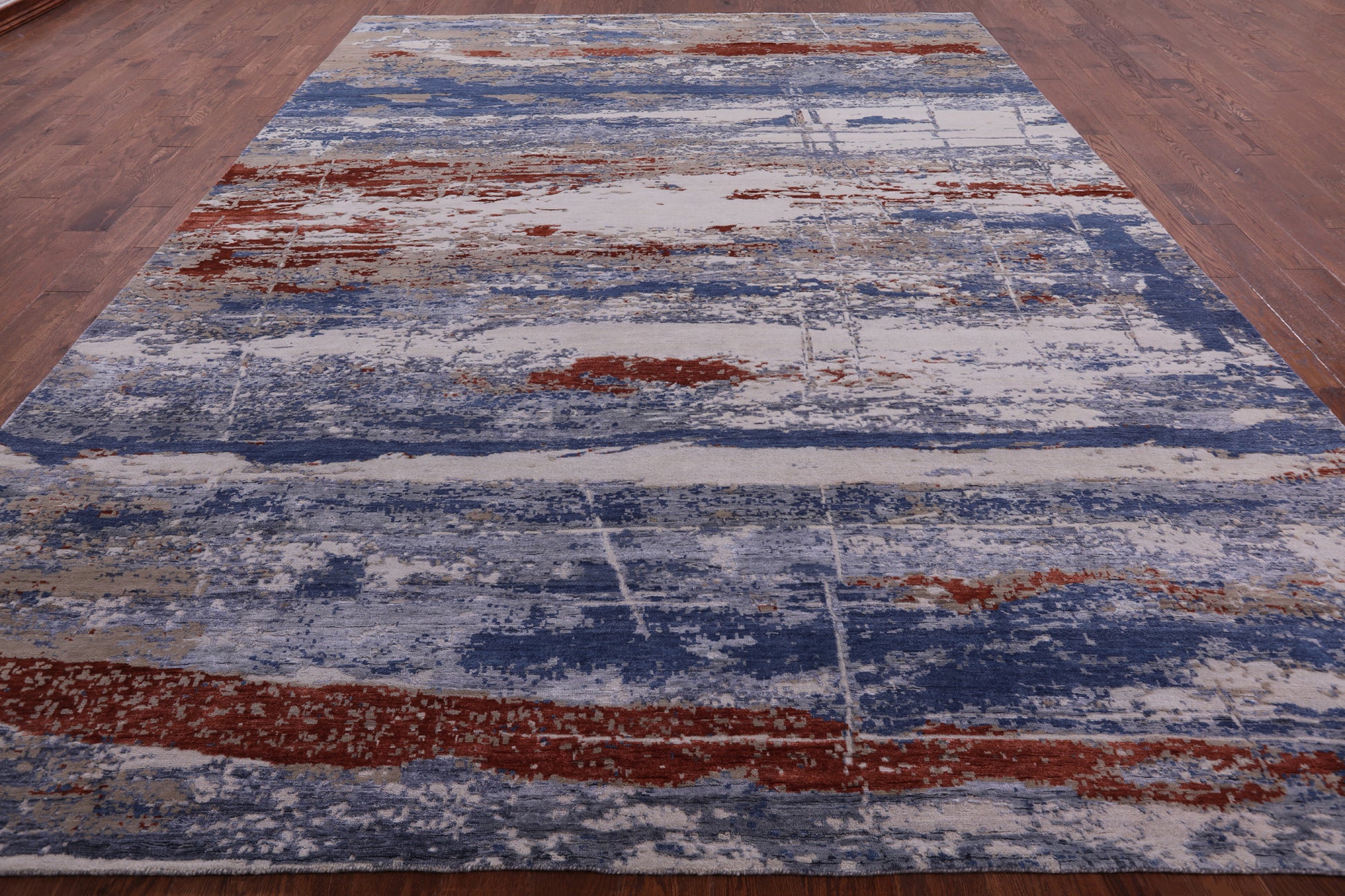 Contemporary Hand Knotted Wool & Silk Rug - 9' 10" X 13' 3" - Golden Nile