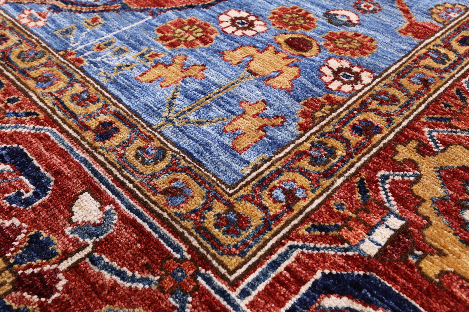 Blue Persian Fine Serapi Handmade Wool Rug - 8' 2" X 10' 1" - Golden Nile