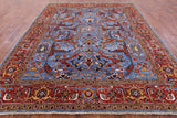 Blue Persian Fine Serapi Handmade Wool Rug - 8' 2" X 10' 1" - Golden Nile