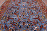 Blue Persian Fine Serapi Handmade Wool Rug - 8' 2" X 10' 1" - Golden Nile