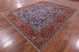 Blue Persian Fine Serapi Handmade Wool Rug - 8' 2" X 10' 1" - Golden Nile