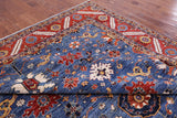 Blue Persian Fine Serapi Handmade Wool Rug - 10' 2" X 13' 8" - Golden Nile