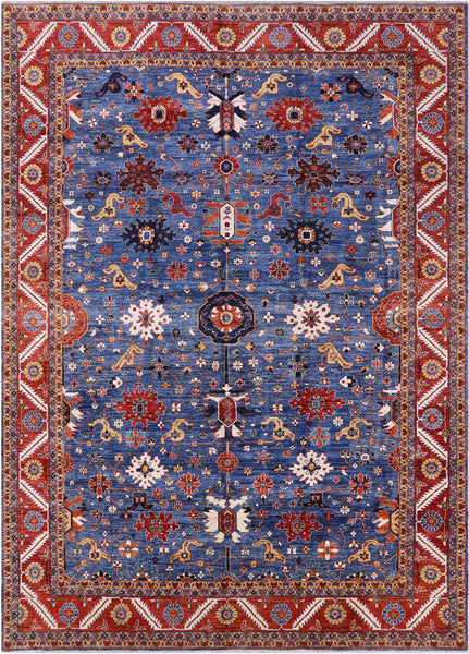 Blue Persian Fine Serapi Handmade Wool Rug - 10' 2" X 13' 8" - Golden Nile