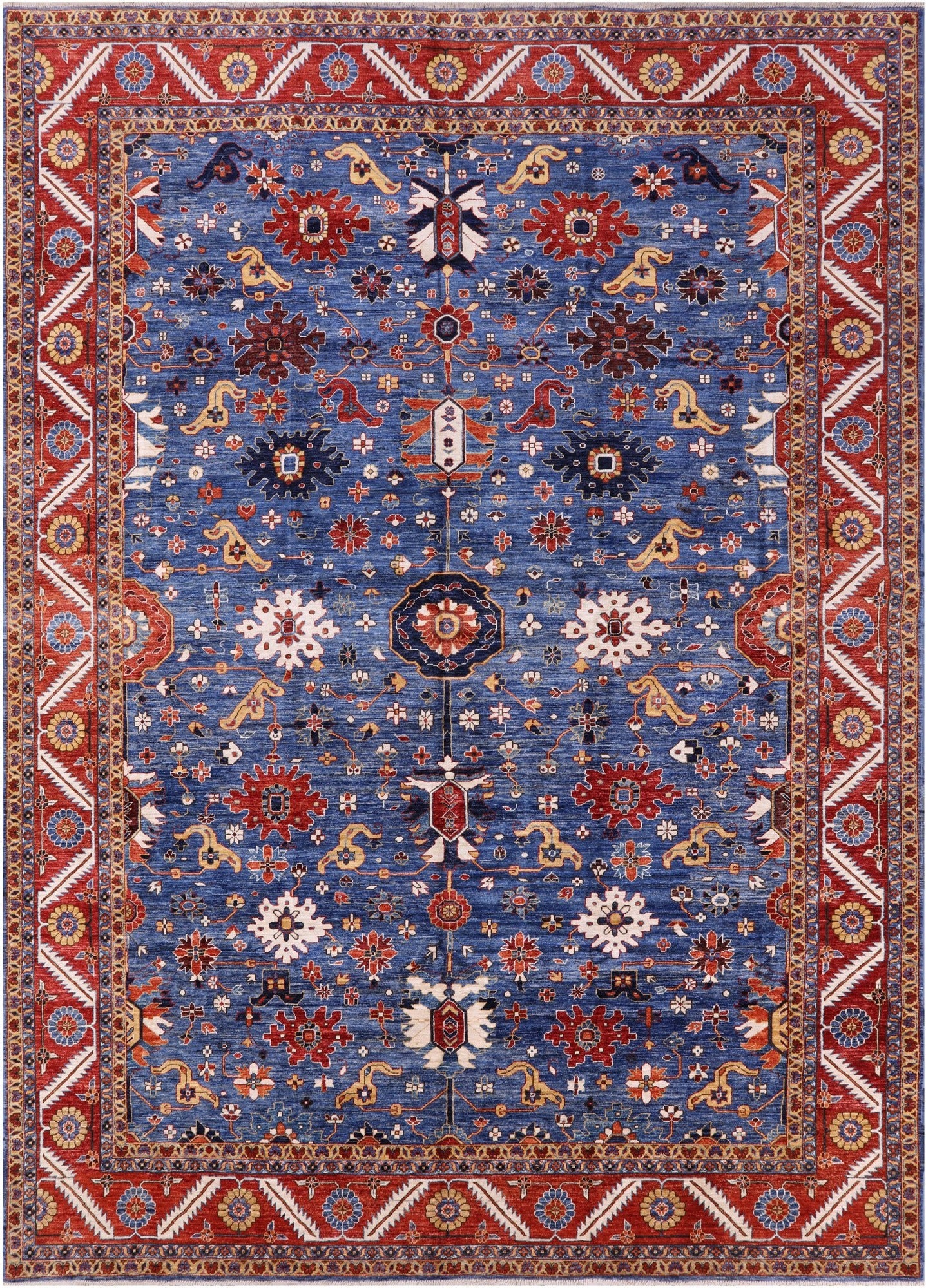 Blue Persian Fine Serapi Handmade Wool Rug - 10' 2" X 13' 8" - Golden Nile