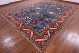 Blue Persian Fine Serapi Handmade Wool Rug - 10' 2" X 13' 8" - Golden Nile