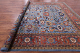 Blue Persian Fine Serapi Handmade Wool Rug - 12' 1" X 14' 9" - Golden Nile