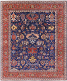 Blue Persian Fine Serapi Handmade Wool Rug - 8' 1" X 9' 10" - Golden Nile