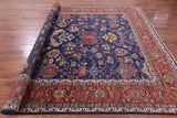 Blue Persian Fine Serapi Handmade Wool Rug - 8' 1" X 9' 10" - Golden Nile