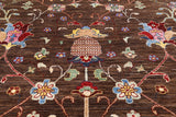 Brown Peshawar Handmade Wool Rug - 8' 1" X 9' 9" - Golden Nile