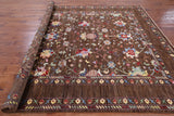 Brown Peshawar Handmade Wool Rug - 8' 1" X 9' 9" - Golden Nile