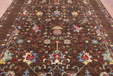 Brown Peshawar Handmade Wool Rug - 8' 1" X 9' 9" - Golden Nile