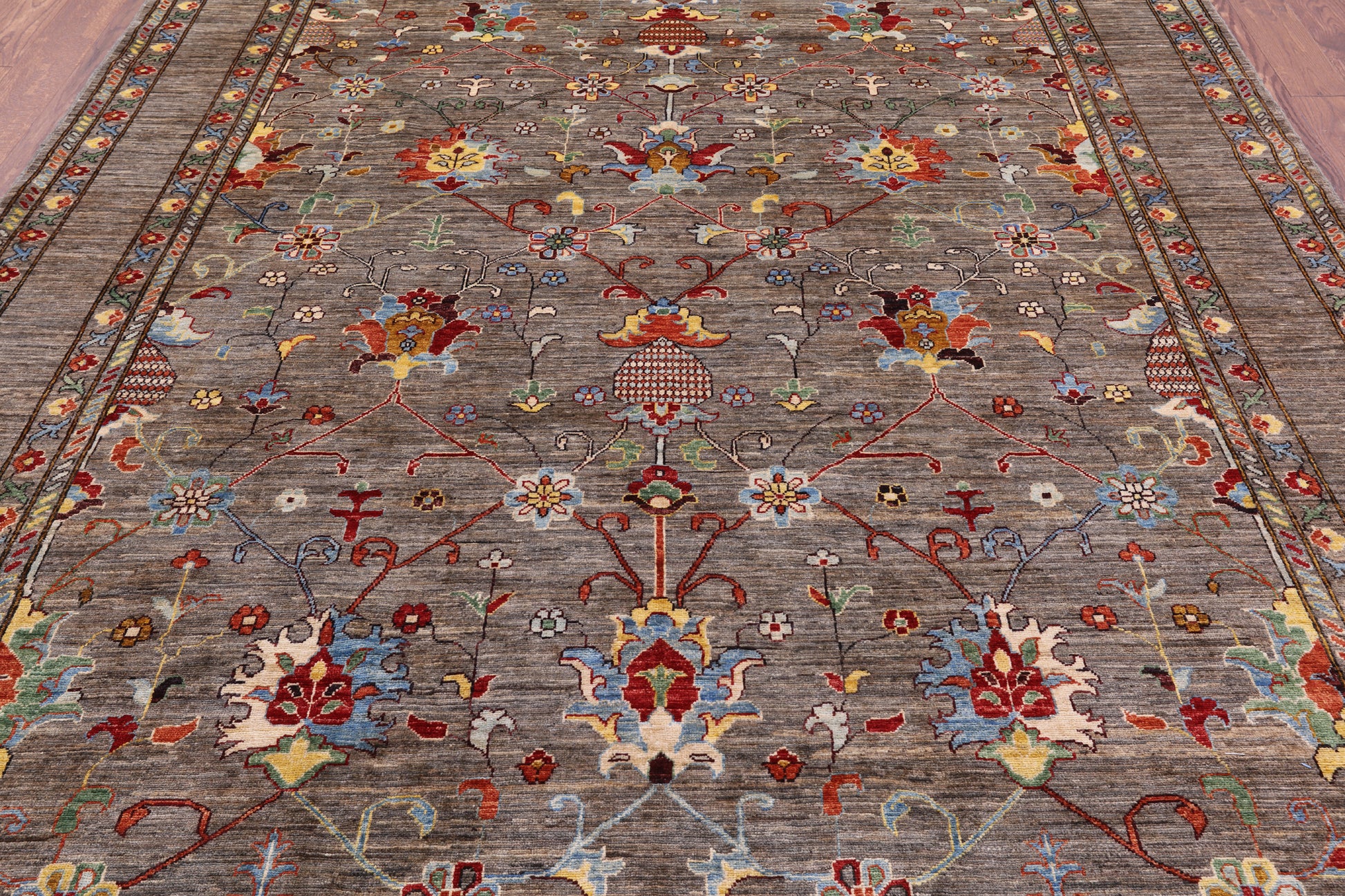 Peshawar Hand Knotted Wool Rug - 8' 0" X 9' 8" - Golden Nile