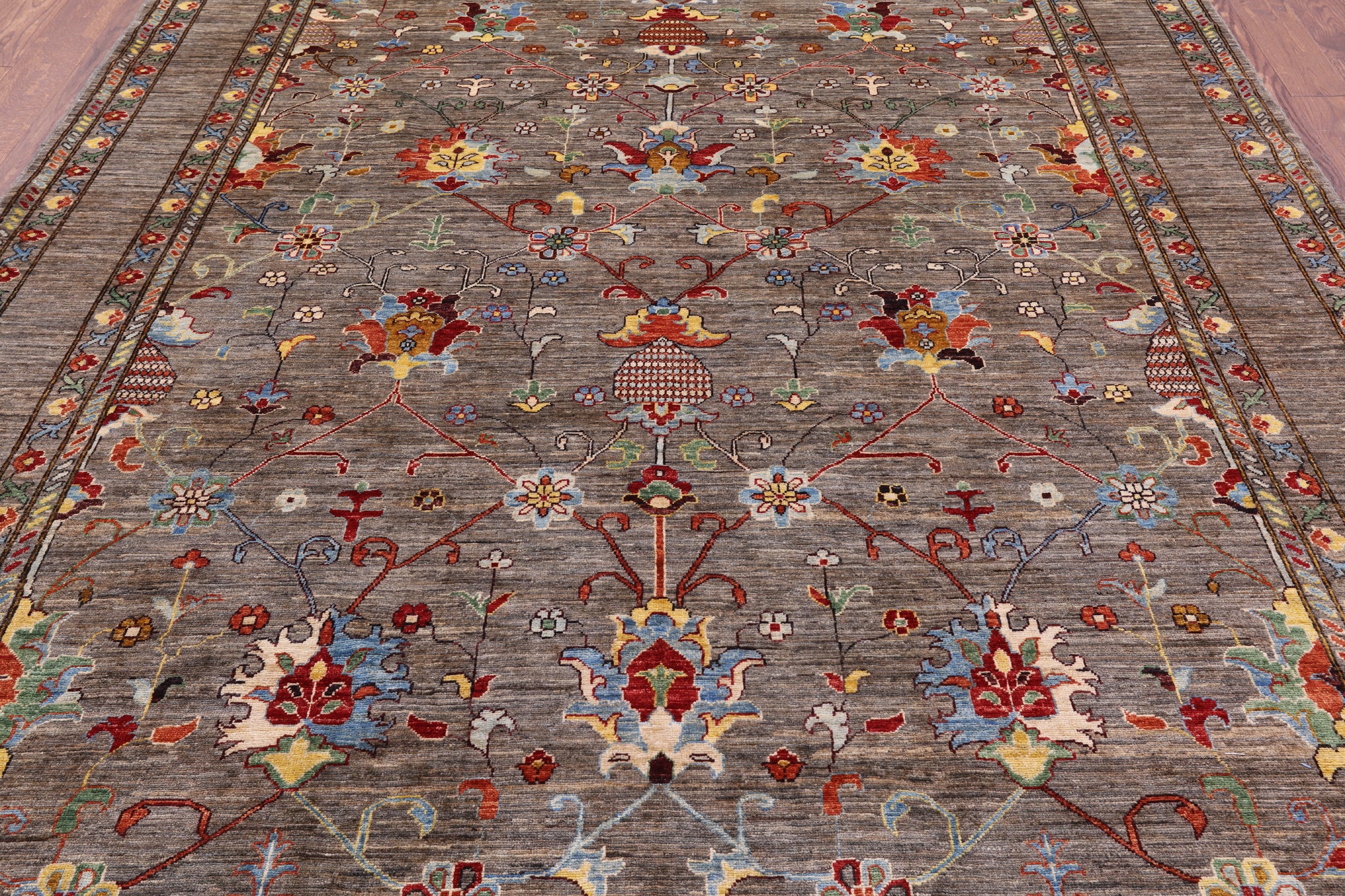 Peshawar Hand Knotted Wool Rug - 8' 0" X 9' 8" - Golden Nile